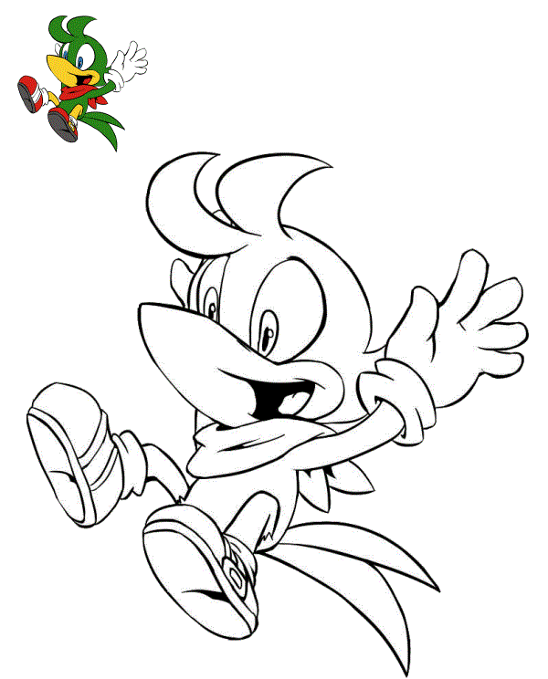 Coloriage Bean The Dynamite Green Duck - Sonic à imprimer